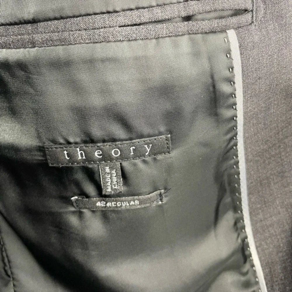 Theory Charcoal Gray Xylo Godsford Stretch‎ Wool 2 Button Suit Jacket Blazer 42R